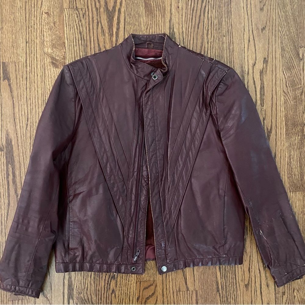 Vintage 1980’s Michael Jackson thriller style leather jacket rear half belt 40
